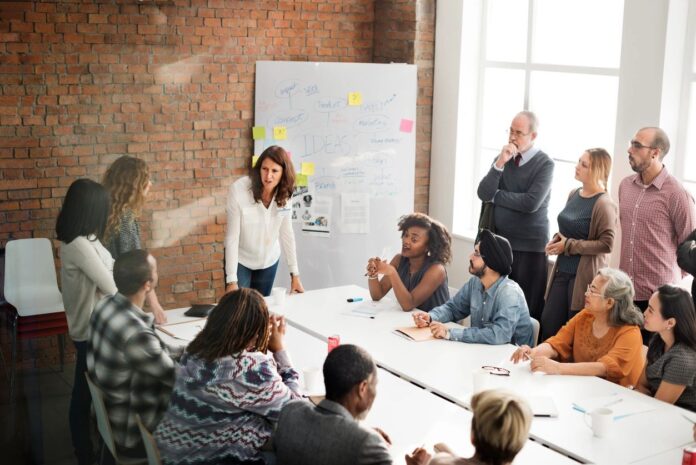 Business team collaborating with transparency and integrity to build trust and reputation