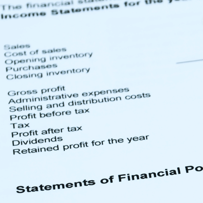 Income statement showing sales, expenses, and net income. Understanding financial literacy